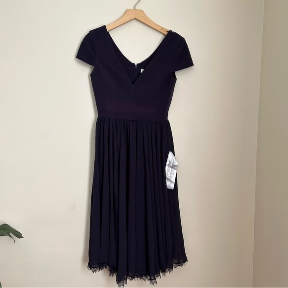 Dress The Population Corey Romantic Cap Sleeve Midi Dress in Midnight Blue sz XS - Picture 3 of 7